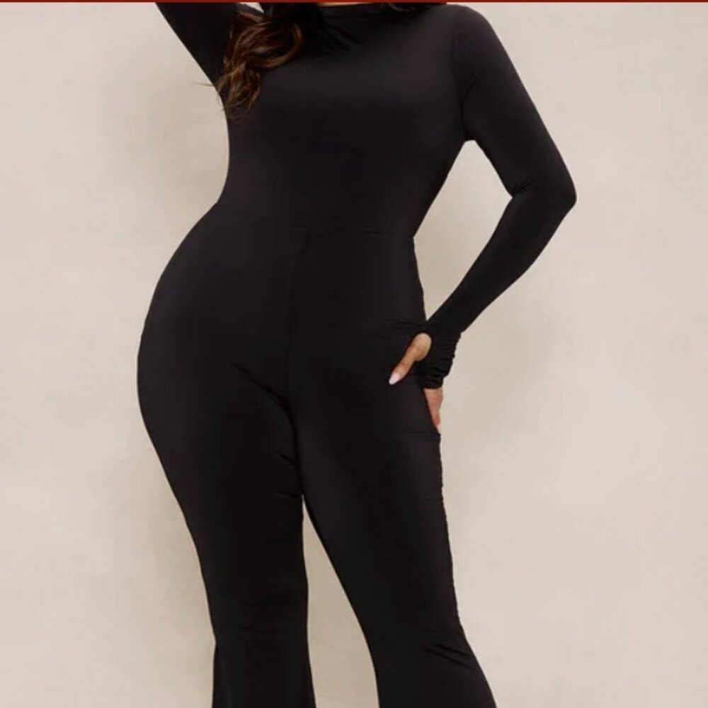 Double Lined Knit Jumpsuit - Black - 2X NWT